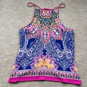 Sweet Wanderer Women’s Multicolor Paisley Back Keyhole Tank Blouse - Sz S - EUC